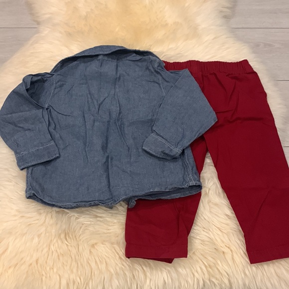 Carter’s Denim Button-Down Shirt and Casual Maroon Pants in 24M - Picture 8 of 8